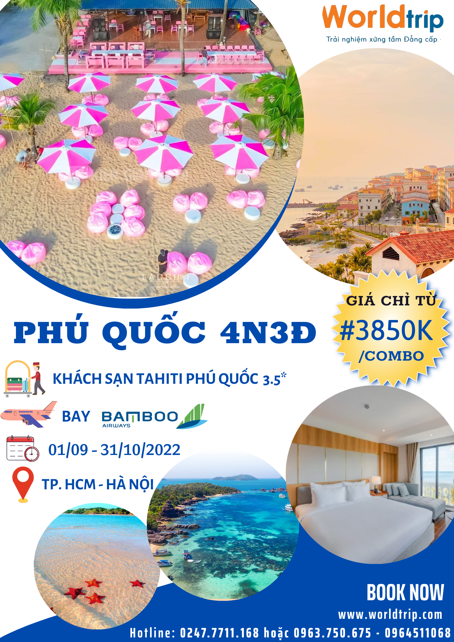 Combo Phú Quốc 4N3Đ - Ks Tahiti Phú Quốc 3 sao